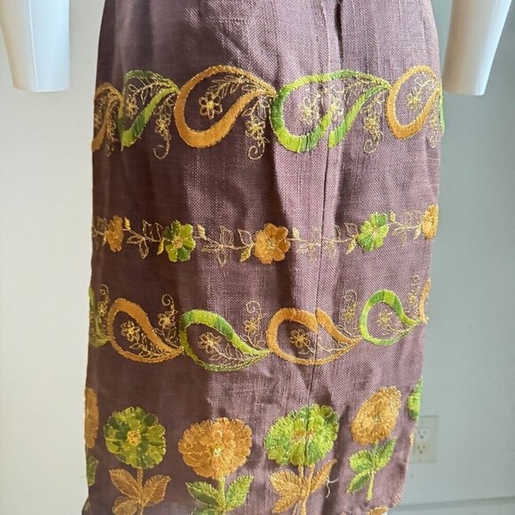 Vintage Waschek Wien Austria Embroidered Sheath Dress S - Picture 8 of 9